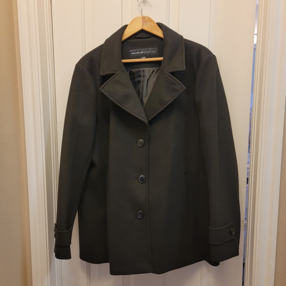 New Womens XXL Black Pea Coat Dress Coat Marc New York Andrew Marc New